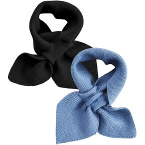 2Pcs Winter Knitted Scarf for Boy Girl Rib Knit Keyhole Pull-Through Scarves Soft Cute Neck Warmer Collar Scarf Neckerchiefs