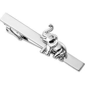 HAWSON 2.2 Inch Men's Safari Elephant Tie Clip Silver Tie Bar for Wedding, Business, Wildlife Events Animal-Inspired Groomsmen Accessories & Collector Gifts