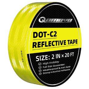 Red High Visibility DOT-C2 Reflective Tape 2 inch x 20 feet Safety Warning Conspicuity Tape Waterproof Self-Adhesive Tape for Trailer Vehicles Trucks Vans Bikes Cargos Helmets Poles
