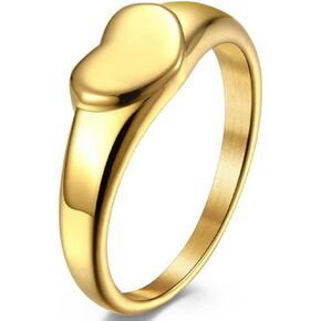 Jude Jewelers Stainless Steel Signet Style Heart Shaped Wedding Cocktail Party Holiday Promise Ring
