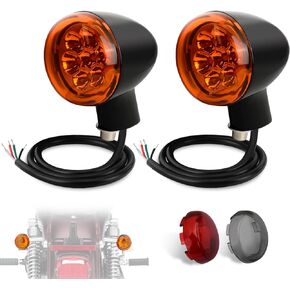 طقم إشارة الدوران الخلفي LED ، مؤشر ضوء الفرامل/ضوء الجري/الاتجاه ل Harley Davidson XL883 XL1200 Sportster 1992 ، Amber Light W/Red/Orange/Smoke ، Gloss Black Bullet.