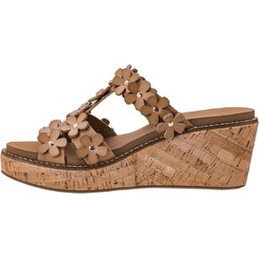 Corkys Footwear Womens Mic Drop Wedge - Featuring A 2.5-inch Heel, A Strappy Upper with 3D Floral Embellishments, and Corkys Signature Soft EVA Insoles