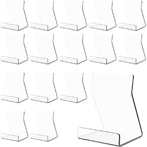 Adboros16 Pack Acrylic Upright Display Stand, 4 Inch Clear Easel Stand for Display, Plate Postcard Picture Display Holder for Home Office School Store to Display Book, Record, Album, Artworks, CDs