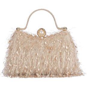 Comeon Women's Evening Handbag Cocktail Prom Formal Clutch Purse Feather Evening Shoulder Bag for Women Wedding Banquet