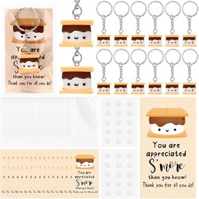 Kigley Inspirational Marshmallow Keychain Bulk Mini Cute Marshmallow with Card for Employee Coworkers Teacher Gifts(30 Sets)