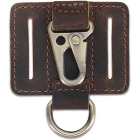 حامل مفاتيح مفتاح Leather Leather Highted مع حلقة حزام ، وحامل مفتاح FOB ومقطع حزام للرجال بني