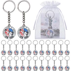 Sureio 24 يضبط هدايا مفاتيح New York Keychains NYC التذكارية الحلقة الرئيسية الوطنية