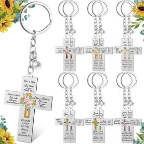 12 Cross Butterfly Keychain Christian Gifts Bulk Birthday Church Gifts for Women Bible Verse Keychain Stainlss Steel