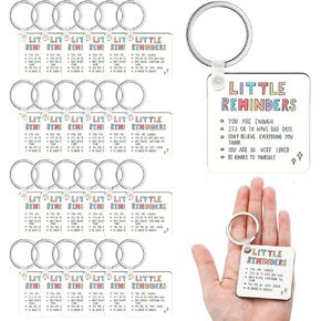 Sureio 24 PCS تذكير صغير في سلسلة المفاتيح هدايا الصحة العقلية الملهمة للنساء MDF Keychain الروح الملونة ونقلت key Ring Team Enduct