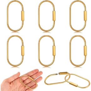 2.52 x 1.34 inches 6 Pcs Brass Screw Lock Keychain, Durable Brass Screw Lock Clip Key Chain Ring Durable Simple Brass Keychain Holder Brass Key Ring Simple Style Car keychain for Men Women Gold
