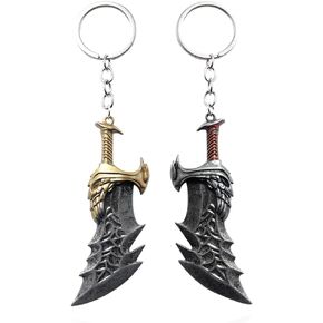Game GOW Blades of Chaos Keychain Set - Leviathan Axe & Mjölnir(Thor) Chains - Cosplay Gifts for Men Women and Game Fans (THE ATHENNA"BLADES)