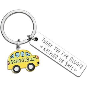 Bus Driver Appreciation Gifts for Men Women School Bus Driver Gifts for Birthday Retirement Thank You Gift for Buses Drivers Thank You for Always Keeping Us Safe Keychain