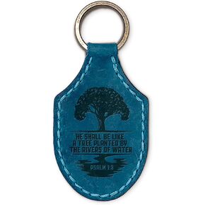 TREE OF LIFE REV. 22:14 Bible Verse Keychain - Genuine Natural Leather Key Chain w/Inspirational Scripture