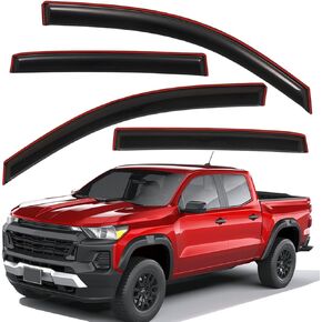 Lightronic WV194218 in-Channel Side Window Deflectors Visors Vent Rain Guards, Dark-Smoke, 4-Pieces Set, Fits 2023-2024 Chevrolet Colorado & GMC Canyon, Crew Cab Pickup, Truck Exterior Accessories
