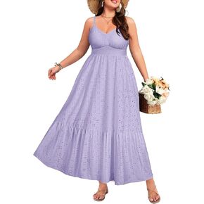 زائد الحجم الفساتين الصيفية Maxi - Syelet Sun Boho Beach Sundress الطويل الطويل مع جيوب