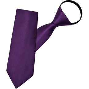 Mantieqingway Zipper Ties for Men Solid Color Pre-tied Adjustable Mens Ties Satin Necktie for Wedding Party Business School