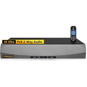 OOSSXX 8.0/4K Megapixel 8-Channel POE NVR Network Video Recorder, Supports up to 8 x 8MP/4K IP Cameras, Max 8 TB Hard Drive (HDD Not Included)