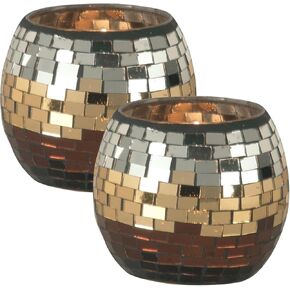 Dale Tiffany AV10725 2 قطعة 4 بوصة شاليت شايريك شموع طويلة نذرية لزخارف طاولة مركزية ، وديكور المنزل