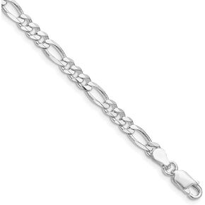 JewelryWeb 925 Sterling Silver Rhodium مطلي 4.5 ملم سوار سلسلة ربط سلسلة الوصلة للنساء والرجال