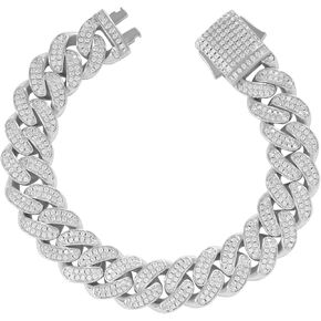 LuxeFlex Cuban Link Bracelet for Men and Women, 8mm 14K Gold/White Gold Plated, 5A Zircon Iced Out Cuban Link Chain Bracelet Set, Diamond CZ Rapper Necklace, Miami Hip Hop Jewelry in Kuwait