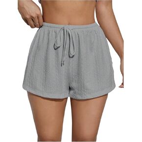 Floerns Women's Textured Drawstring Waist Wide Leg Shorts Summer Casual Loose Shorts