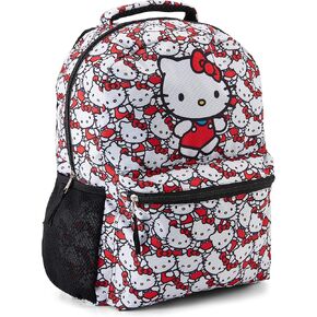 Fast Forward Hello Kitty Allover School Backpack - Hello Kitty ، My Melody ، Kuromi ، Keroppi - حقيبة كتب مدرسية مرخصة رسميًا (أبيض)