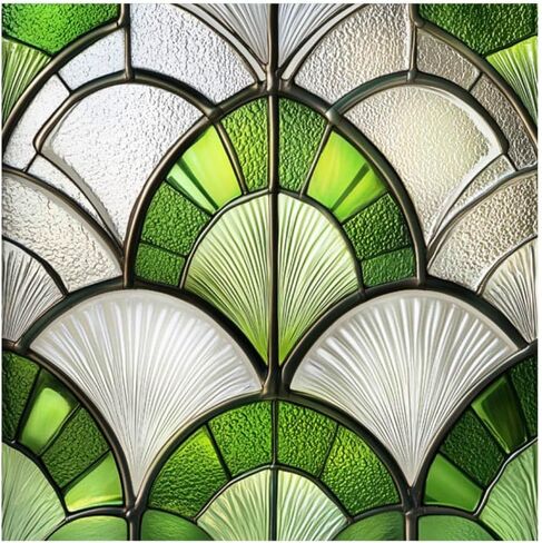 Window Privacy Film 19.7 x 19.7 Inch Removable Static Cling Tiffany Style Stained Glass Window Film Decorative Double-Sided Floral Window Clings for Home Office Living Room,Green Sector in Saudi Arabia