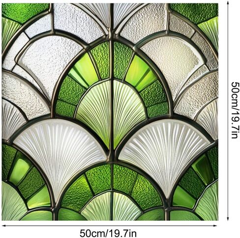 Window Privacy Film 19.7 x 19.7 Inch Removable Static Cling Tiffany Style Stained Glass Window Film Decorative Double-Sided Floral Window Clings for Home Office Living Room,Green Sector in Saudi Arabia