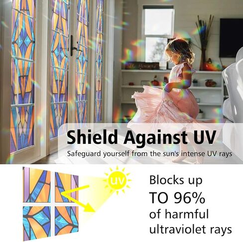 Meteor Shower Cascade Stained Glass Window Film, Decorative Meteor Shower Cascade Stained Glass Window Film, Stained Glass Window Film for Bathroom Door Heat Anti UV in Kuwait