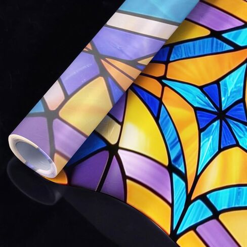 Meteor Shower Cascade Stained Glass Window Film, Decorative Meteor Shower Cascade Stained Glass Window Film, Stained Glass Window Film for Bathroom Door Heat Anti UV in Kuwait