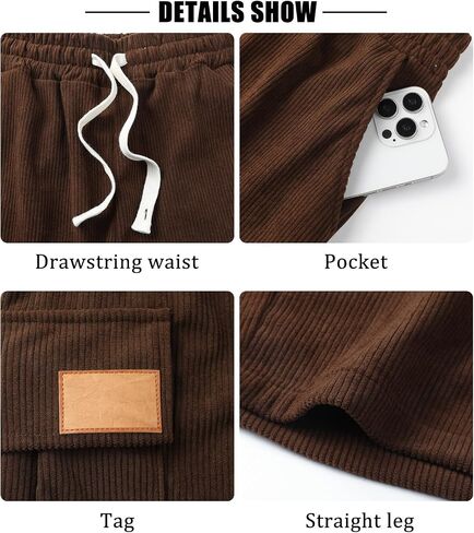 Surenow Mens Cargo Corduroy Shorts Running Breathable Summer Beach Shorts Elastic Waistband Drawstring Casual Shorts in Kuwait