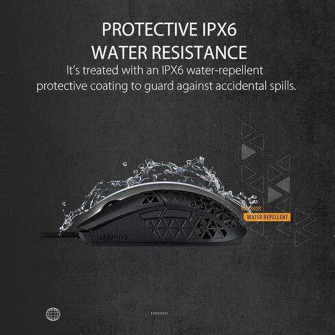 ASUS TUF M4 Wireless Gaming Mouse with Dual Wireless Modes - P306, Ambidextrous Design, 12,000 dpi Sensor, Six programmable Buttons, PBT top Cover Guard, Black Color in Saudi Arabia