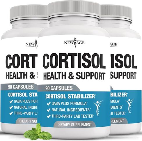 NEW AGE Cortisol Supplement for Women - Natural Cortisol Detox Manager Reducer - Ashwagandha, GABA, 5 HTP, L-Tryptophan, L-Theanine - 180 Count in Saudi Arabia