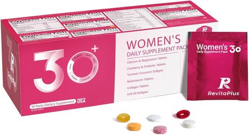 Multivitamin for Women with Vitamin A,B,C,D3,E,K2,Biotin, Collagen,Krill Oil,Cranberries Supports Energy,Wellness,Beauty and Immune - Vitamin Packs for Women Health 30 Packs in Kuwait