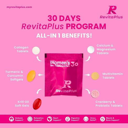 Multivitamin for Women with Vitamin A,B,C,D3,E,K2,Biotin, Collagen,Krill Oil,Cranberries Supports Energy,Wellness,Beauty and Immune - Vitamin Packs for Women Health 30 Packs in Kuwait