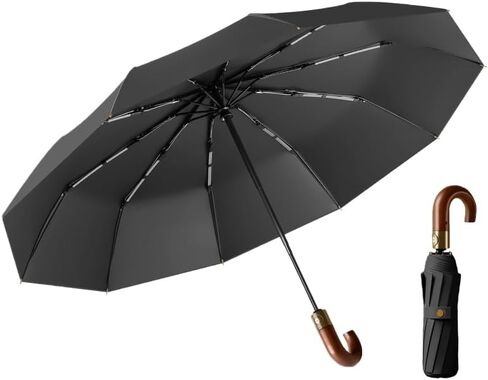 Harssidanzar Automatic Opening and Closing Curved Handle Umbrella Outdoor Walking Windproof Umbrella SU403US in Saudi Arabia