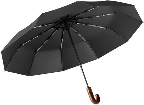 Harssidanzar Automatic Opening and Closing Curved Handle Umbrella Outdoor Walking Windproof Umbrella SU403US in Saudi Arabia