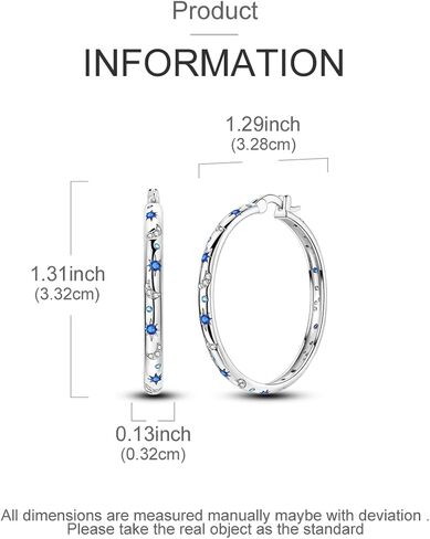 Hapour Sterling Silver Cubic Zirconia Hoop Earrings for Women Teen, Hypoallergenic Rhinestone Earrings Sparkly Crystal Moon Star Hoops in Kuwait
