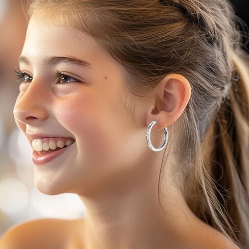 Hapour Sterling Silver Cubic Zirconia Hoop Earrings for Women Teen, Hypoallergenic Rhinestone Earrings Sparkly Crystal Moon Star Hoops in Kuwait