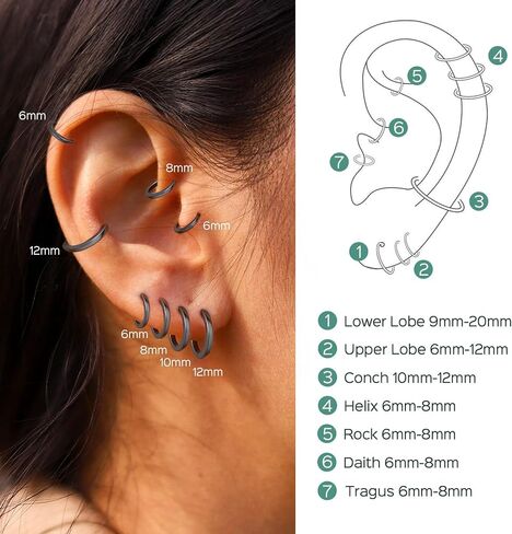 ChicSilver 925 Sterling Silver Small Hoop Earrings for Women Huggie Earrings Hypoallergenic Tiny Cartilage Hoop Earrings (6mm/8mm/10mm/12mm) in Saudi Arabia