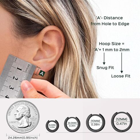 ChicSilver 925 Sterling Silver Small Hoop Earrings for Women Huggie Earrings Hypoallergenic Tiny Cartilage Hoop Earrings (6mm/8mm/10mm/12mm) in Saudi Arabia