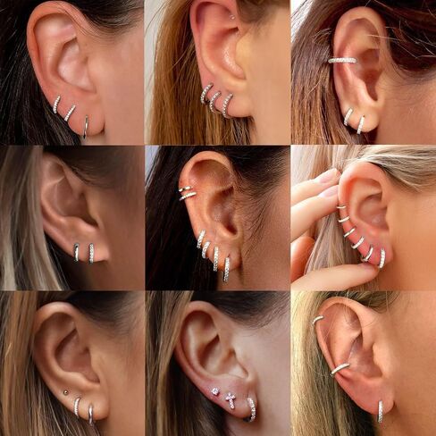 ChicSilver 925 Sterling Silver Small Hoop Earrings for Women Huggie Earrings Hypoallergenic Tiny Cartilage Hoop Earrings (6mm/8mm/10mm/12mm) in Saudi Arabia
