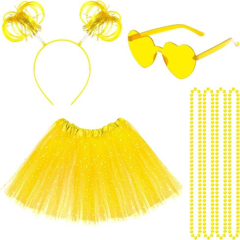 80s Girls Tutu Costume Accessories Sparkle StarTutu Sunglasses Ponytail Headband Necklace Halloween Mardi Gras in Saudi Arabia