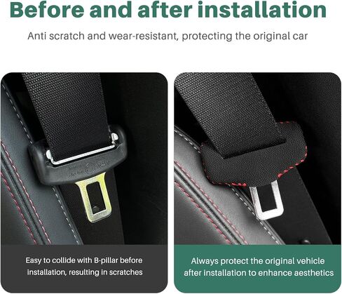 KUNGKIC For 2024 2025 Mustang Car Safety Belt Buckle Covers Seat Belt Clips Cover Anti-Scratch Seat Belt Buckle Protector Car Interior Accessories (PU) in Saudi Arabia
