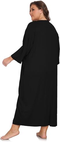 VintageClothing Women Zipper Front Robes Plus Size Long Housecoat Soft Modal Sleepwear Loungewear Nightgowns with Pockets in Saudi Arabia