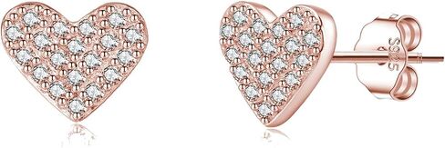 SLUYNZ 925 Sterling Silver CZ Heart Stud Earrings for Women Teens Cute Love Heart Earrings Studs in Saudi Arabia