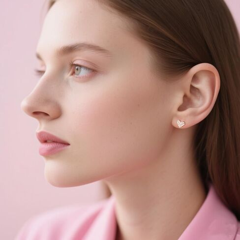 SLUYNZ 925 Sterling Silver CZ Heart Stud Earrings for Women Teens Cute Love Heart Earrings Studs in Saudi Arabia