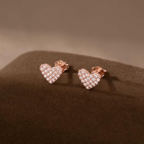 SLUYNZ 925 Sterling Silver CZ Heart Stud Earrings for Women Teens Cute Love Heart Earrings Studs in Saudi Arabia