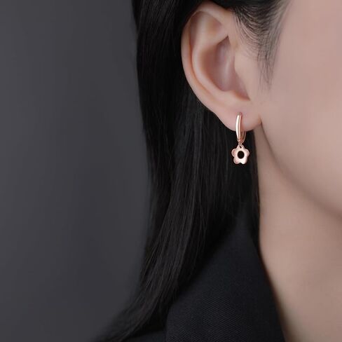 Sluynz Solid 925 Sterling Silver Flower Hooop أقراط للنساء المراهقات اللطيفات الزهرة الأبعاد أقراط Huggie in Saudi Arabia