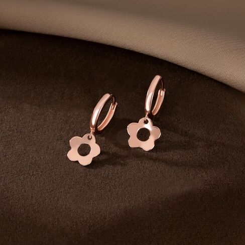 Sluynz Solid 925 Sterling Silver Flower Hooop أقراط للنساء المراهقات اللطيفات الزهرة الأبعاد أقراط Huggie in Saudi Arabia